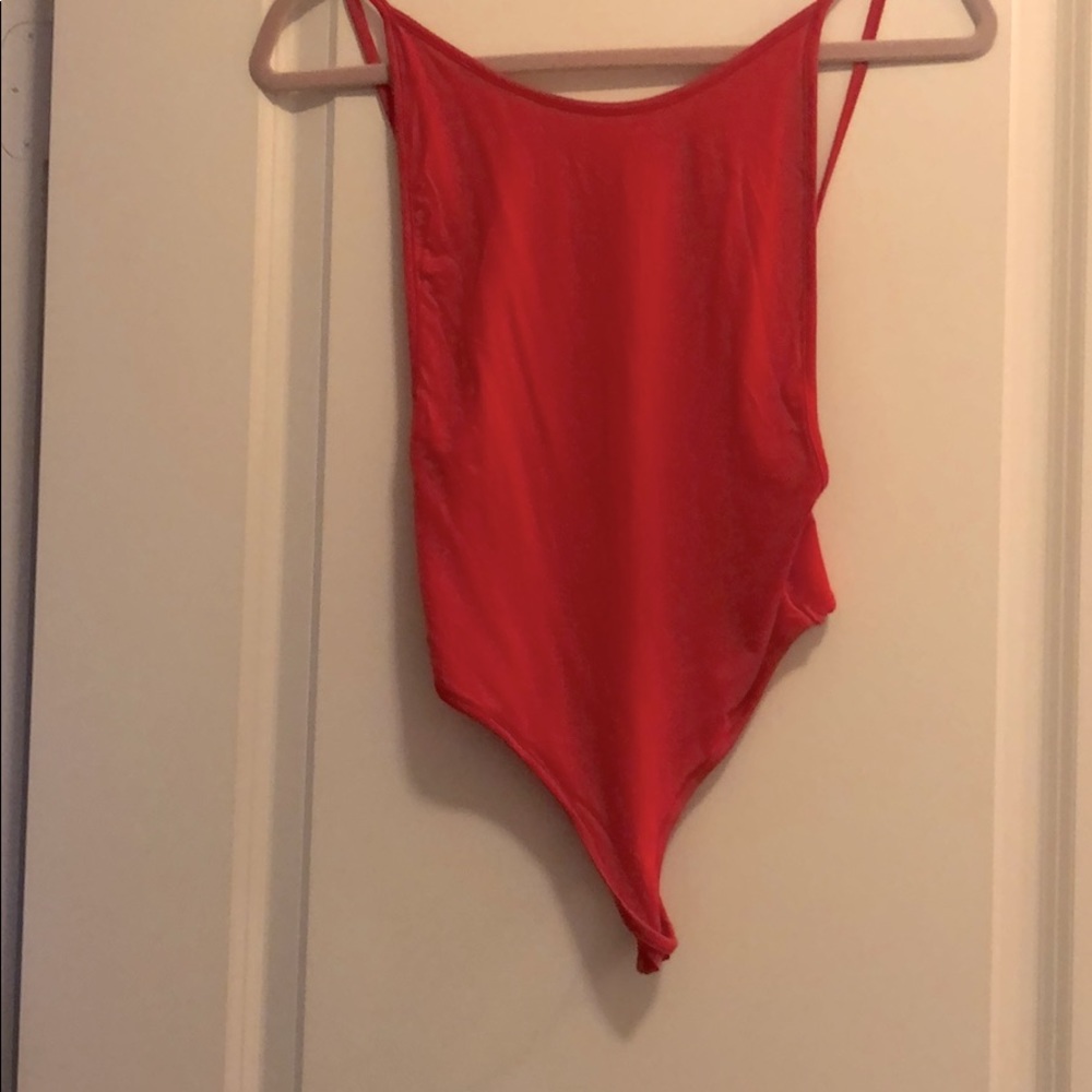 Red bodysuit with openings on side
